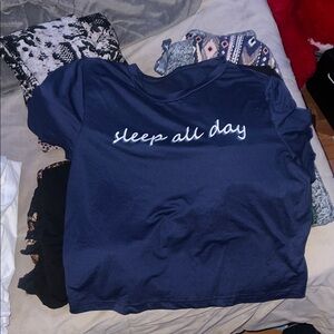 Navy Blue Sleep All Day T-Shirt